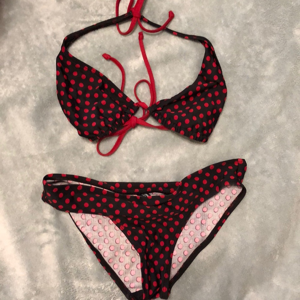Norma Kamali red polka dot bikini